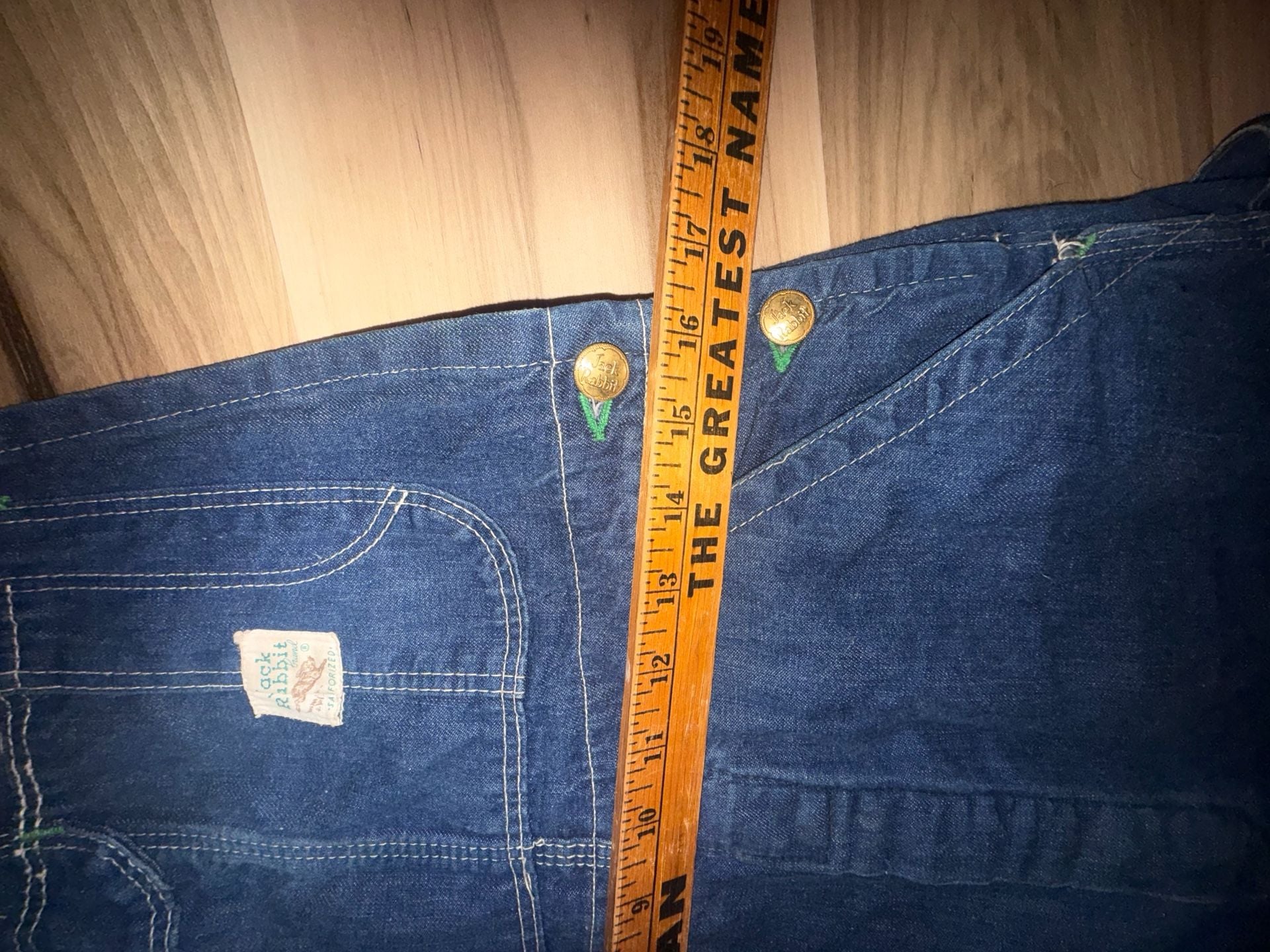 Vintage 1940s 50s Jack Rabbit Sanforized Denim Low Back Overalls Workwear 8