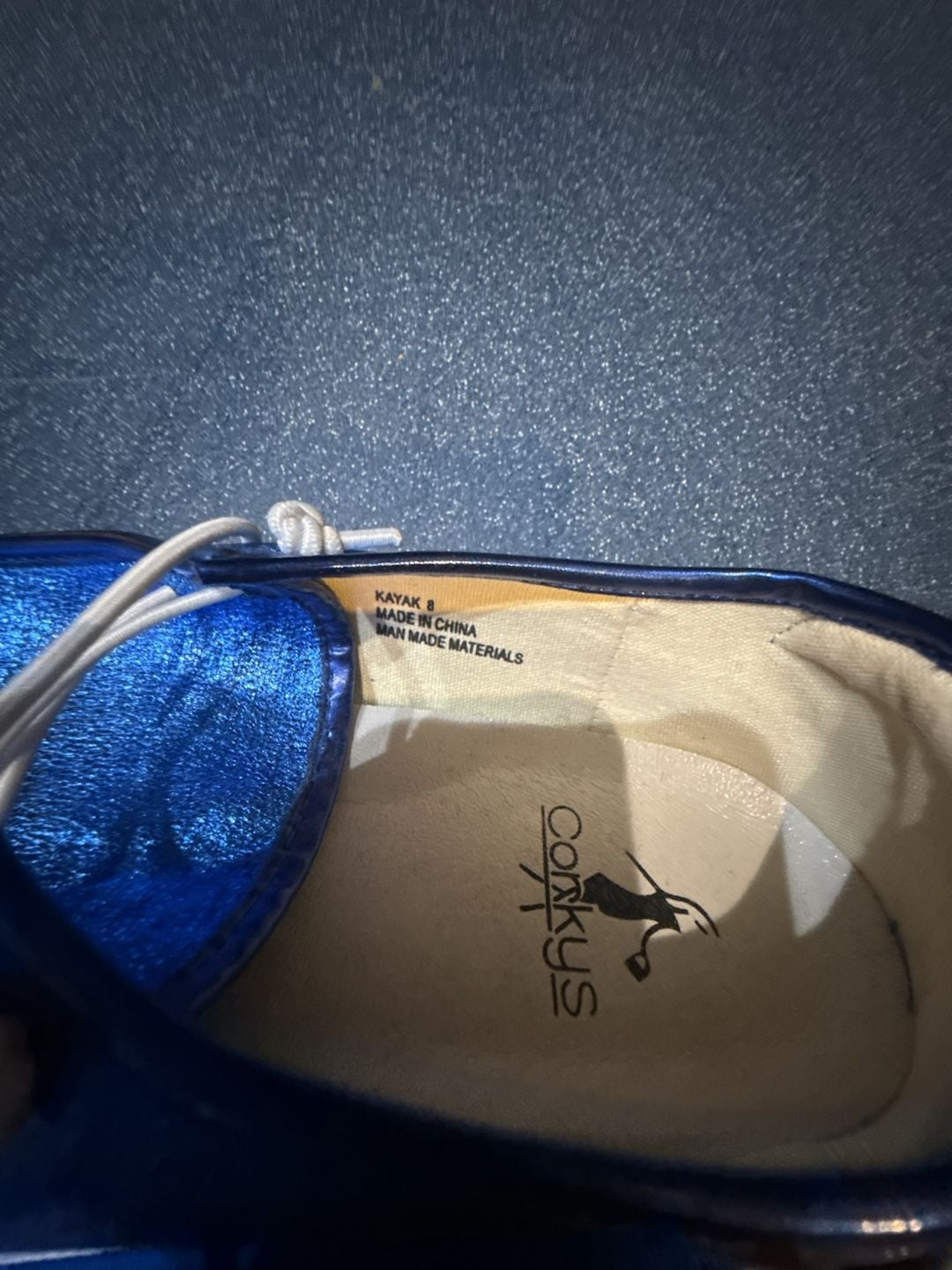 Corky's Kayak Size 8 Blue Crinkle Metallic Slip On Shoes 6