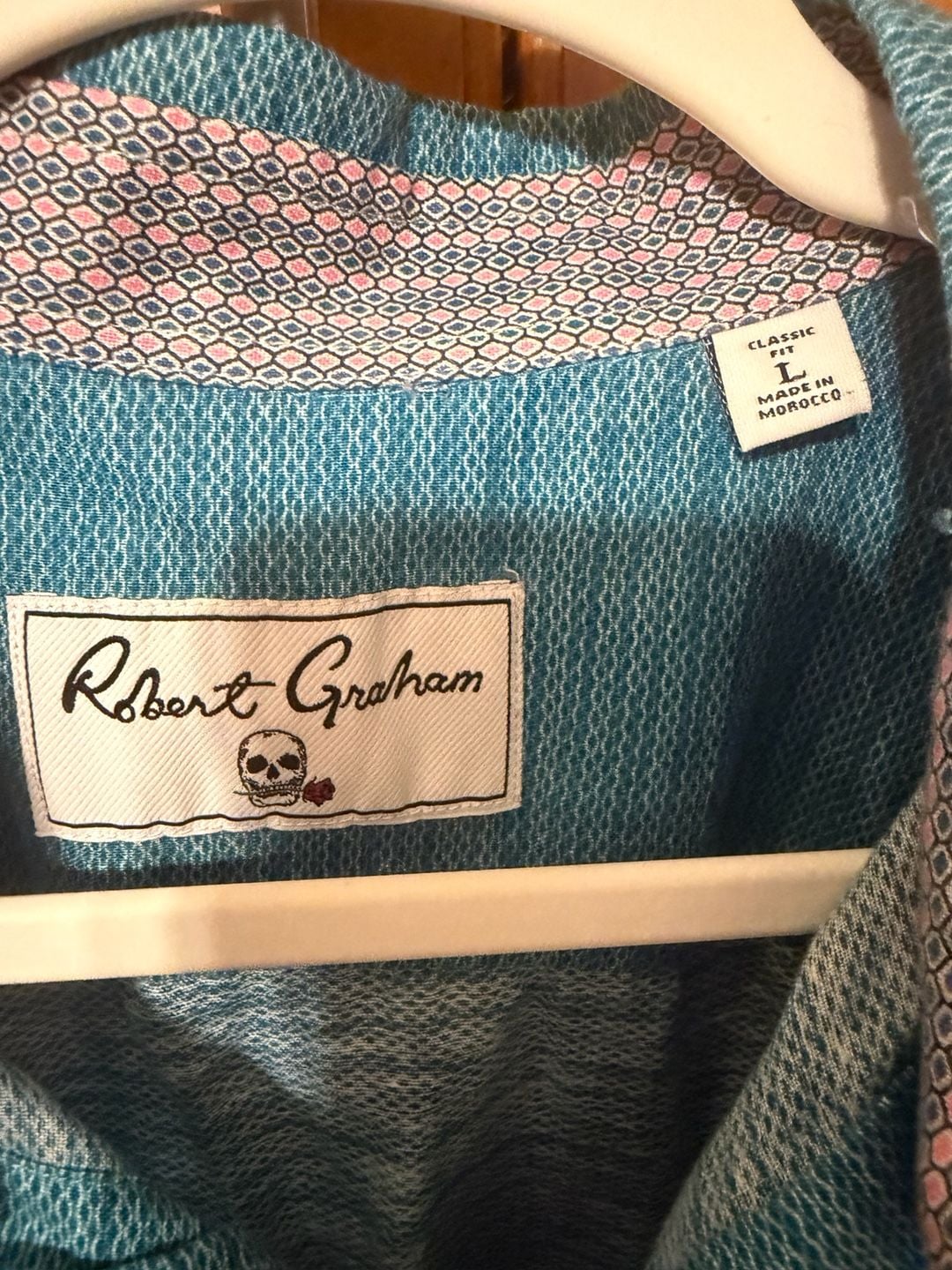 Robert Graham Brixton Classic Fit Shirt Size L Blue Flip Cuff 3