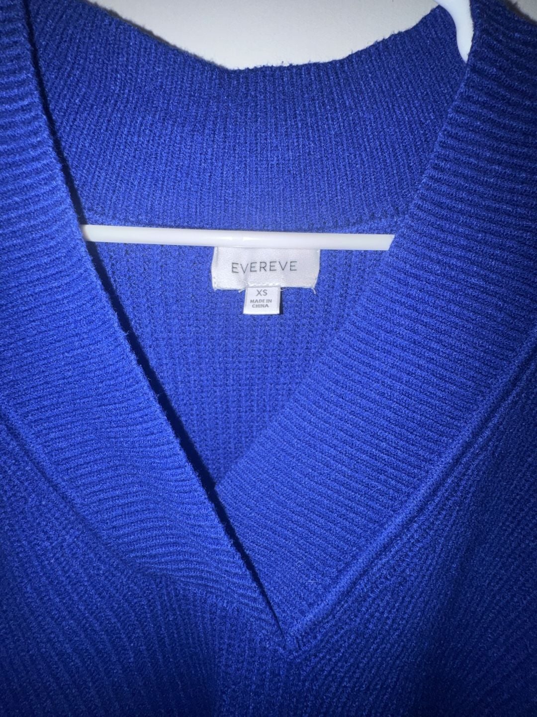 Evereve V-Neck Sweater Size XS Blue Ribbed Knit Pullover 3