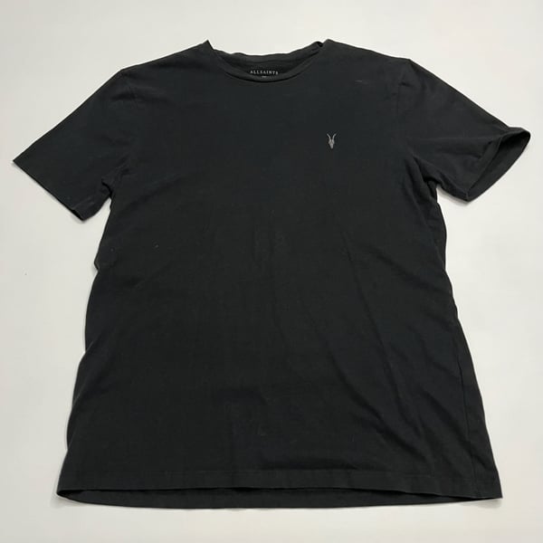 AllSaints Brace Crew Neck T-Shirt Size Large Black Ramskull Embroidered Logo
