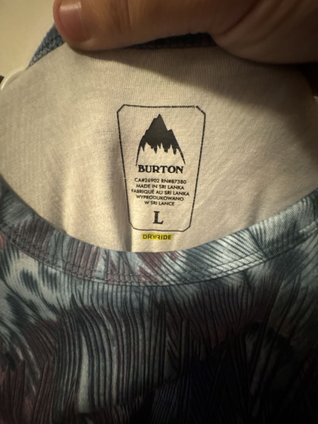 Burton WB MDWT Crew Size L Colombo Feather Print Base Layer Top 3