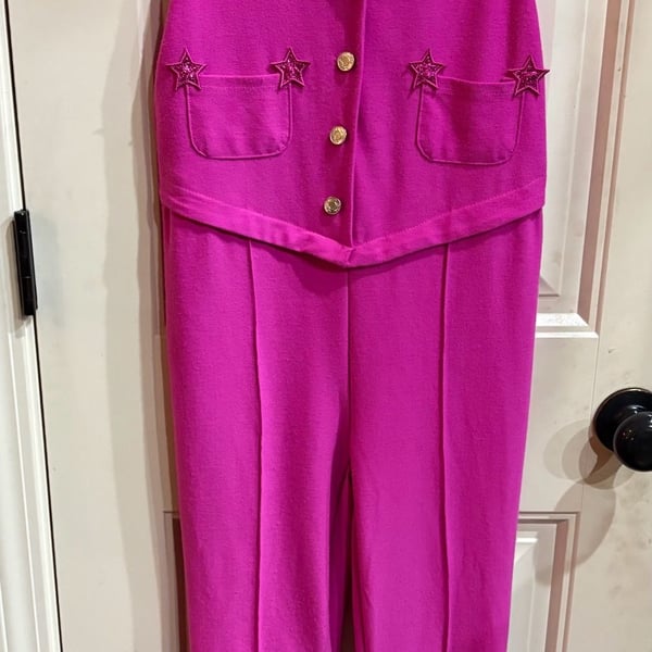 Barbie The Movie Western Cowgirl Jumpsuit Girls Size M Pink Star Print