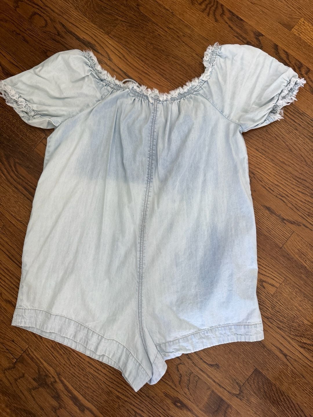 We The Free Romper Size S Light Wash Denim Off Shoulder Babydoll 3