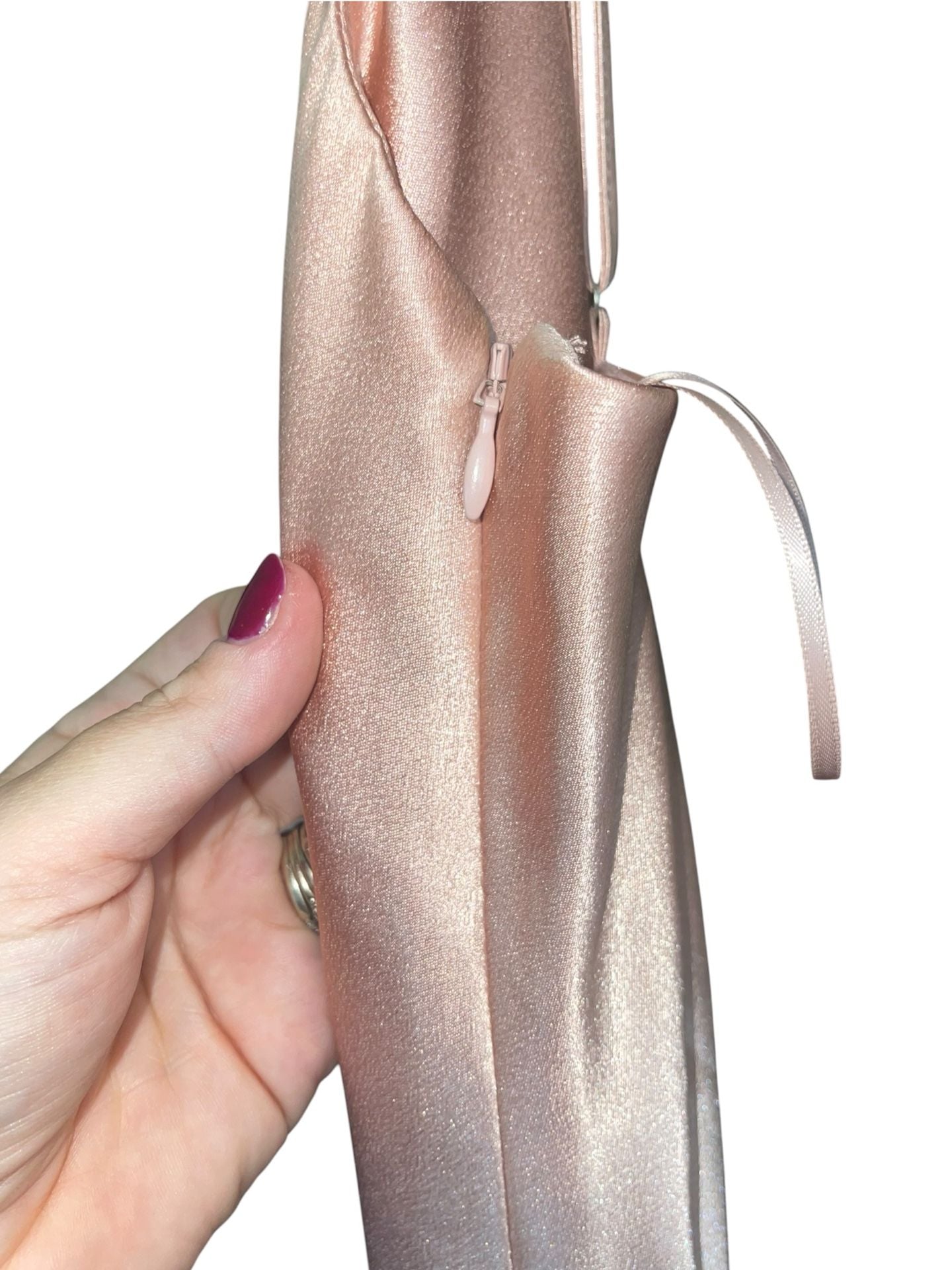 Birdy Grey Liza Rose Gold Metallic Satin Cowl Neck Slip Midi Dress S 7