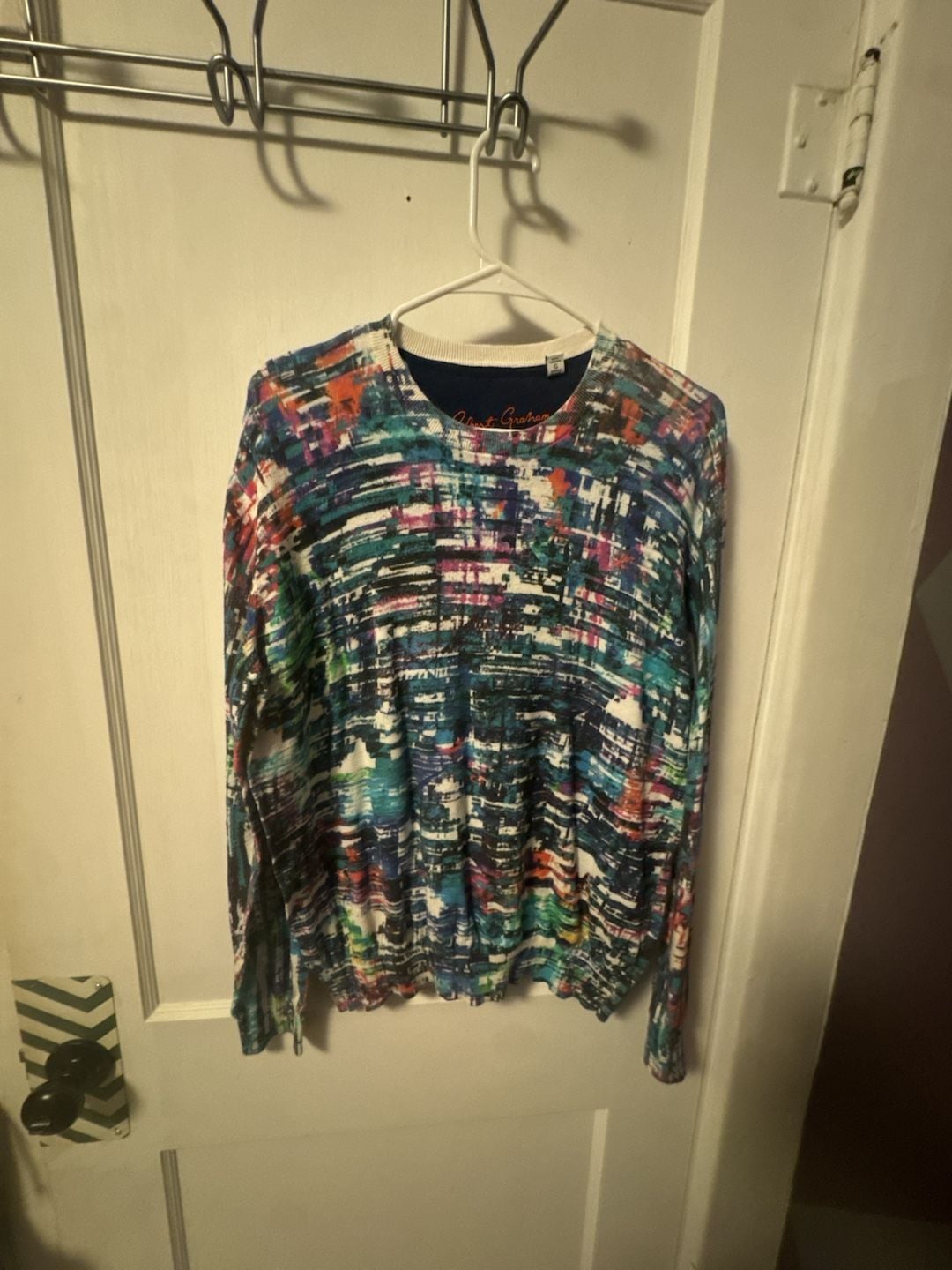 Robert Graham Long Sleeve Sweater Size L Multicolor Abstract Print 2