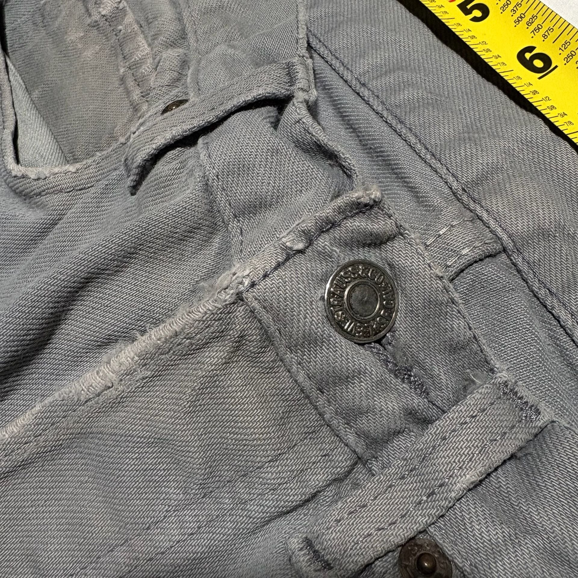 Vtg 90s Levis 501 Gray Button Fly Jeans Made in USA Faded Grunge 28x28 Raw Hem
 16