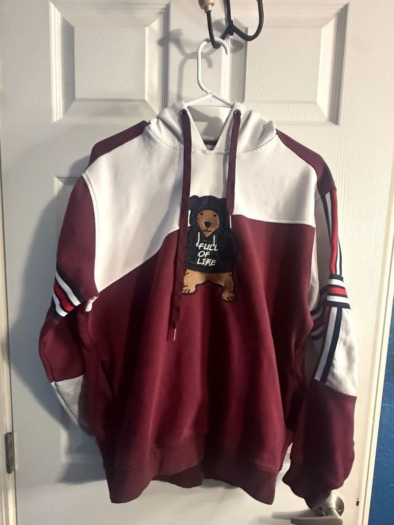 Bear The Beams Full of Life Teddy Bear Hoodie Men’s L Colorblock Streetwear 3