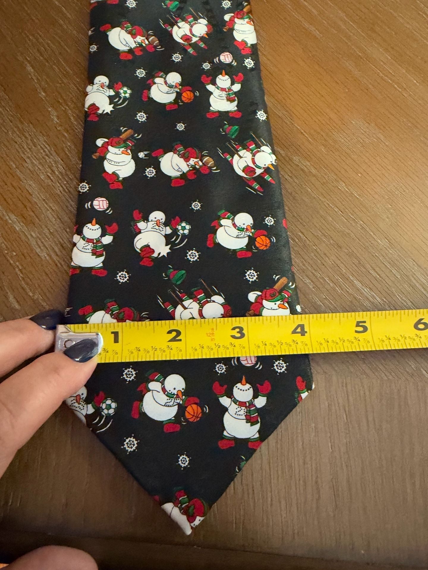 Vintage Hallmark Yule TIE Greetings Snowman Christmas Novelty Tie Black 5