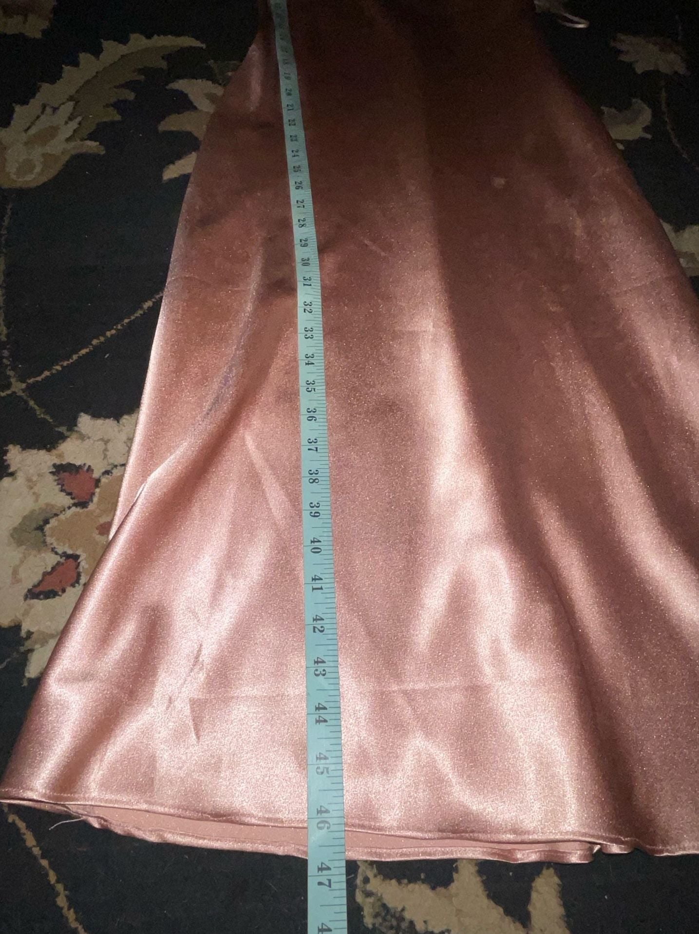 Birdy Grey Liza Rose Gold Metallic Satin Cowl Neck Slip Midi Dress S 11