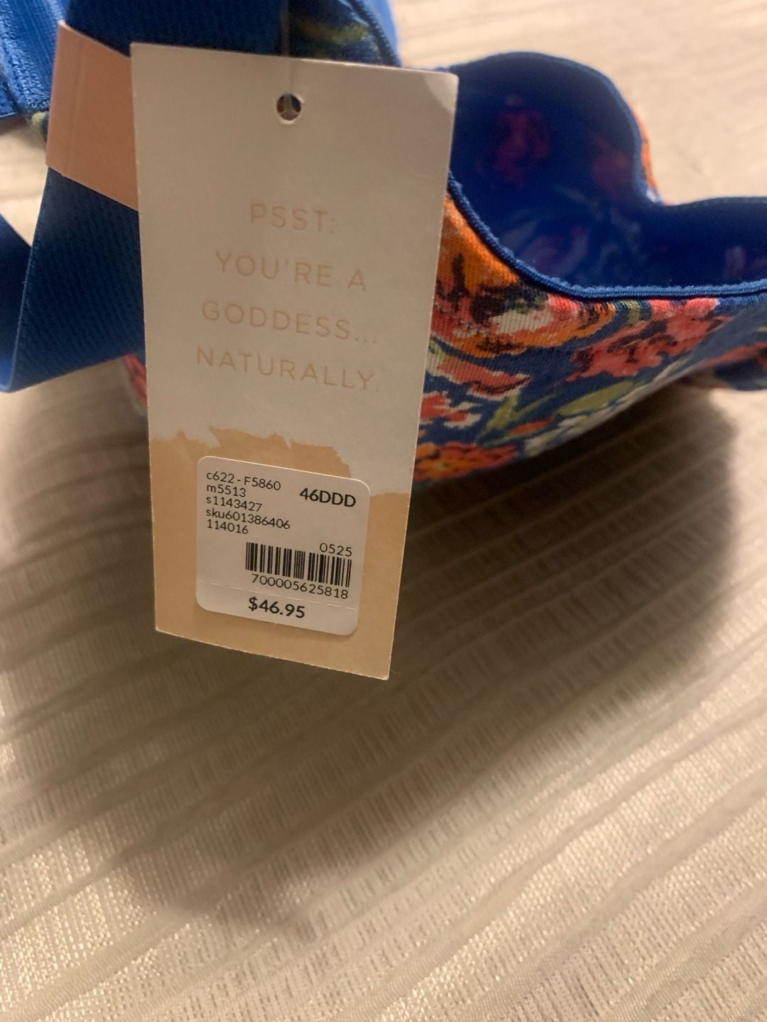 Cacique The Cotton Collection Lightly Lined T-Shirt Bra Size 46DDD Blue Floral 8