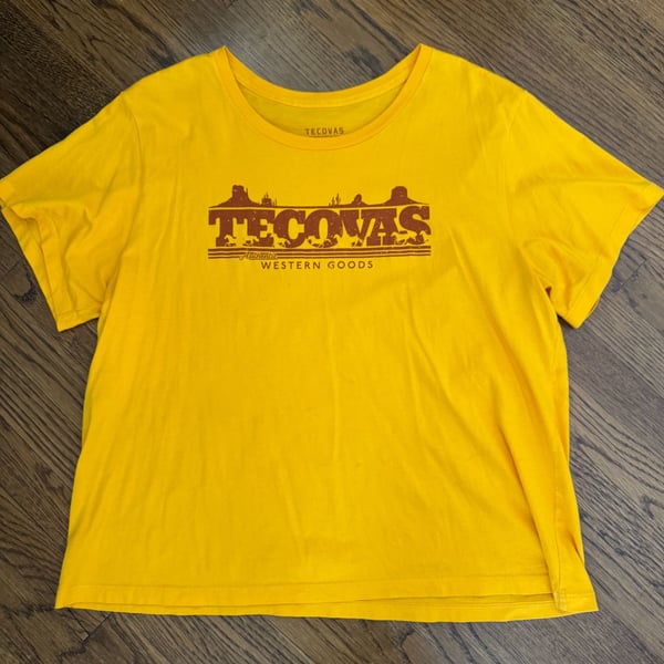 Tecovas Authentic Western Goods T-Shirt Size XL Yellow Graphic Tee