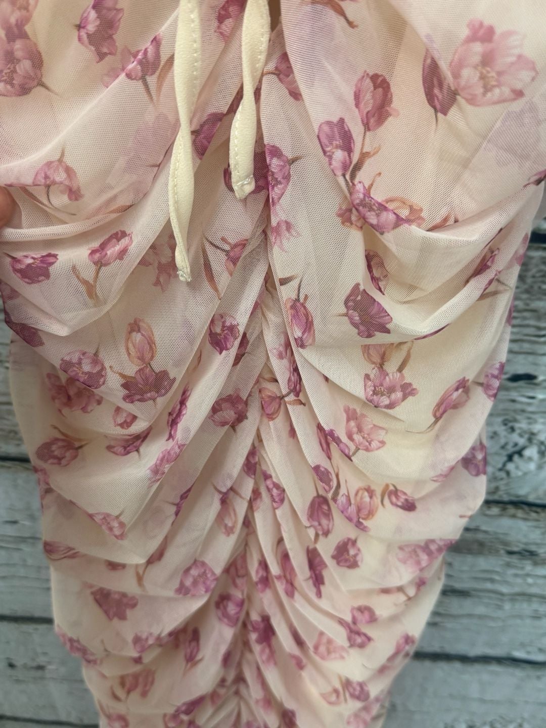 Sbetro Ruched Floral Mesh Mini Dress Size XL 4