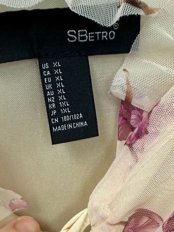 Sbetro Ruched Floral Mesh Mini Dress Size XL 3