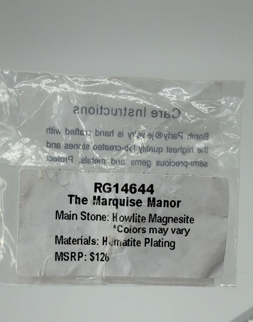 Bomb Party The Marquise Manor Size 9 Howlite Magnesite on Hematite 5