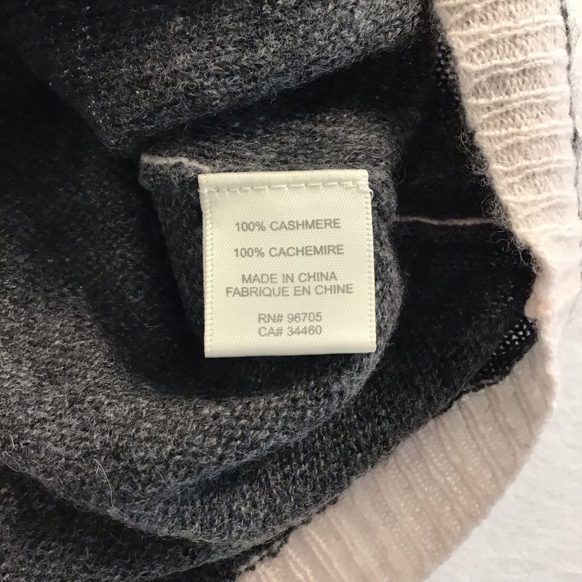 Rebecca Taylor Cashmere Sweater Gray with Cream Pink Contrast Trim XS Chic 5