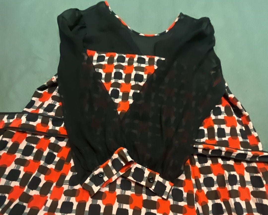 Kate Spade Dress Size 8 Geometric Print Belted Silk 7