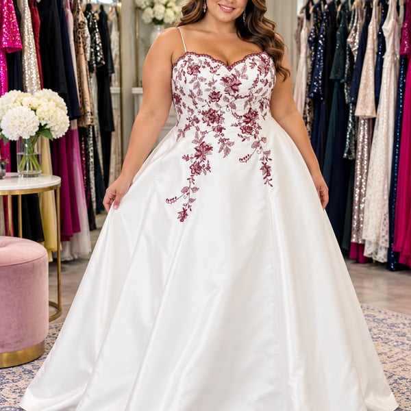 David’s Bridal White Embroidered Strapless Formal Ball Gown Wedding dress 