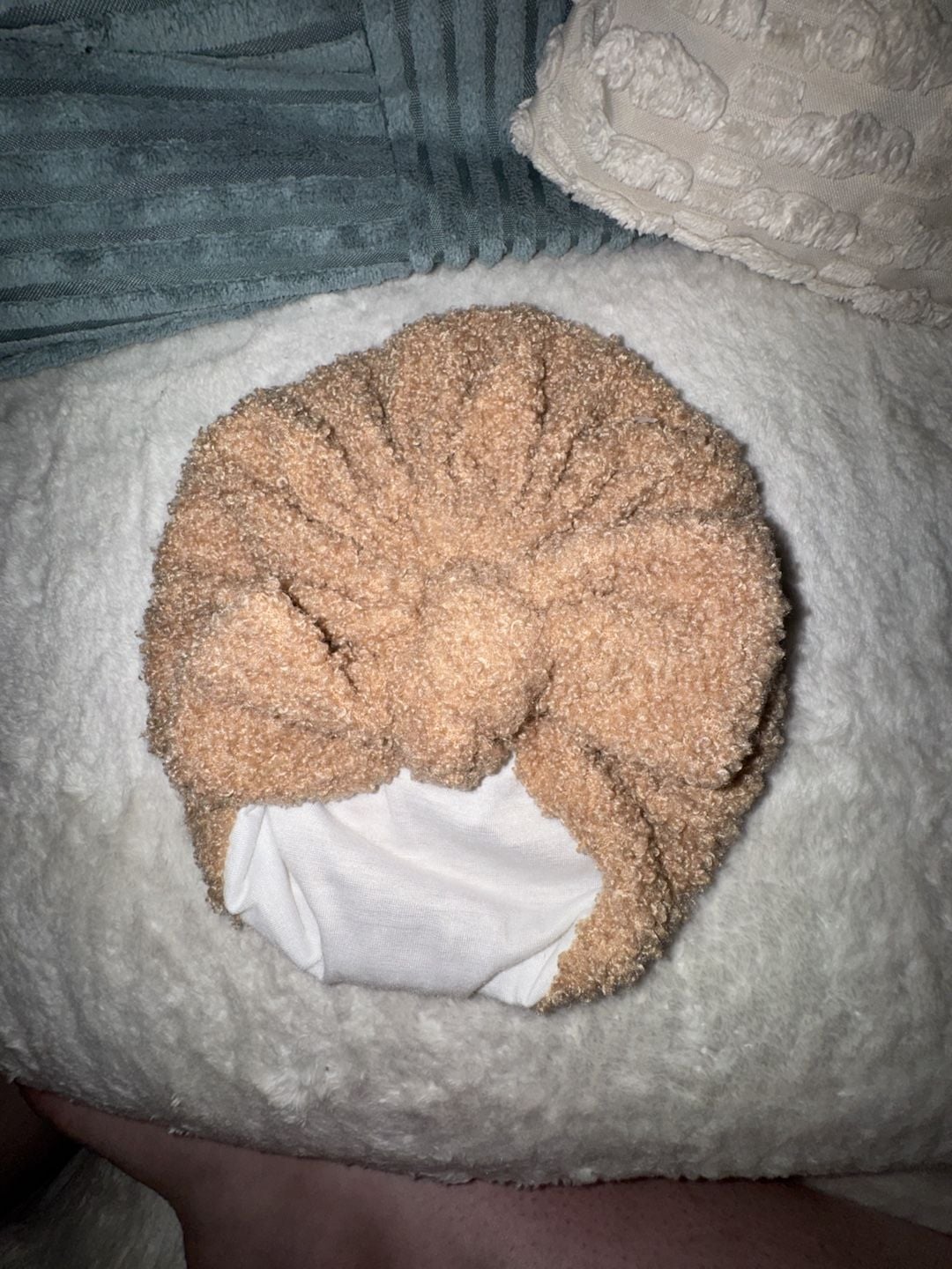 Roo Baby Turban Headwrap Cream Teddy Bow 1
