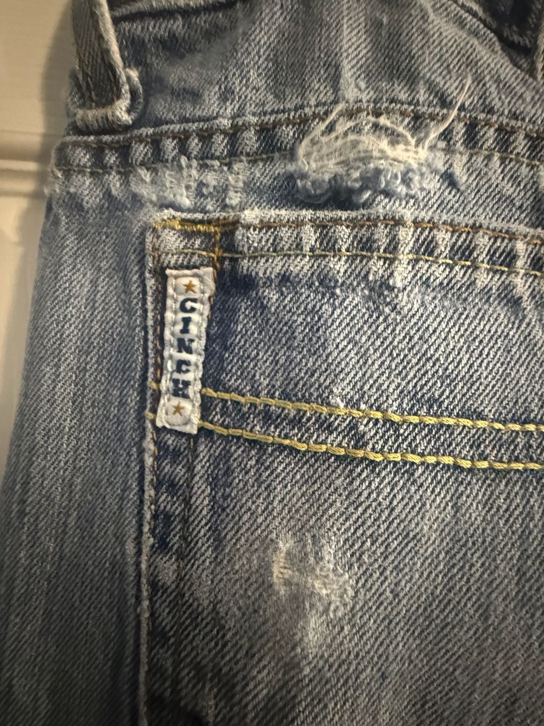 Cinch Men’s 38x32 Distressed Relaxed Jeans Light Wash Western Cowboy Denim 5