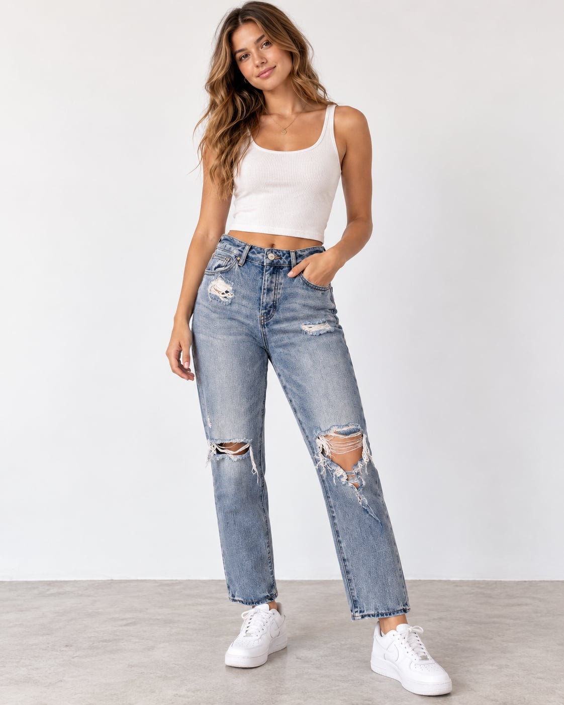 PacSun Distressed Straight Leg Jeans Blue Denim 2