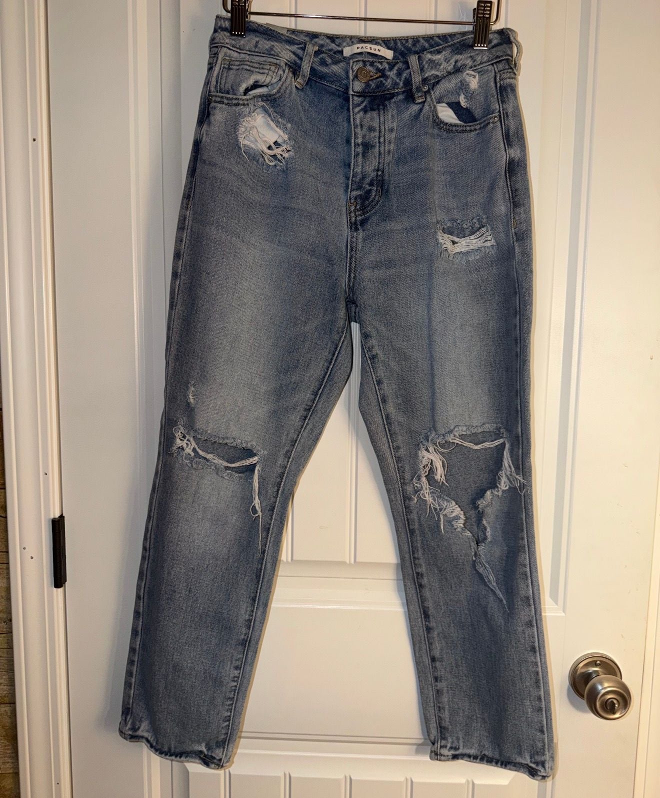 PacSun Distressed Straight Leg Jeans Blue Denim 3