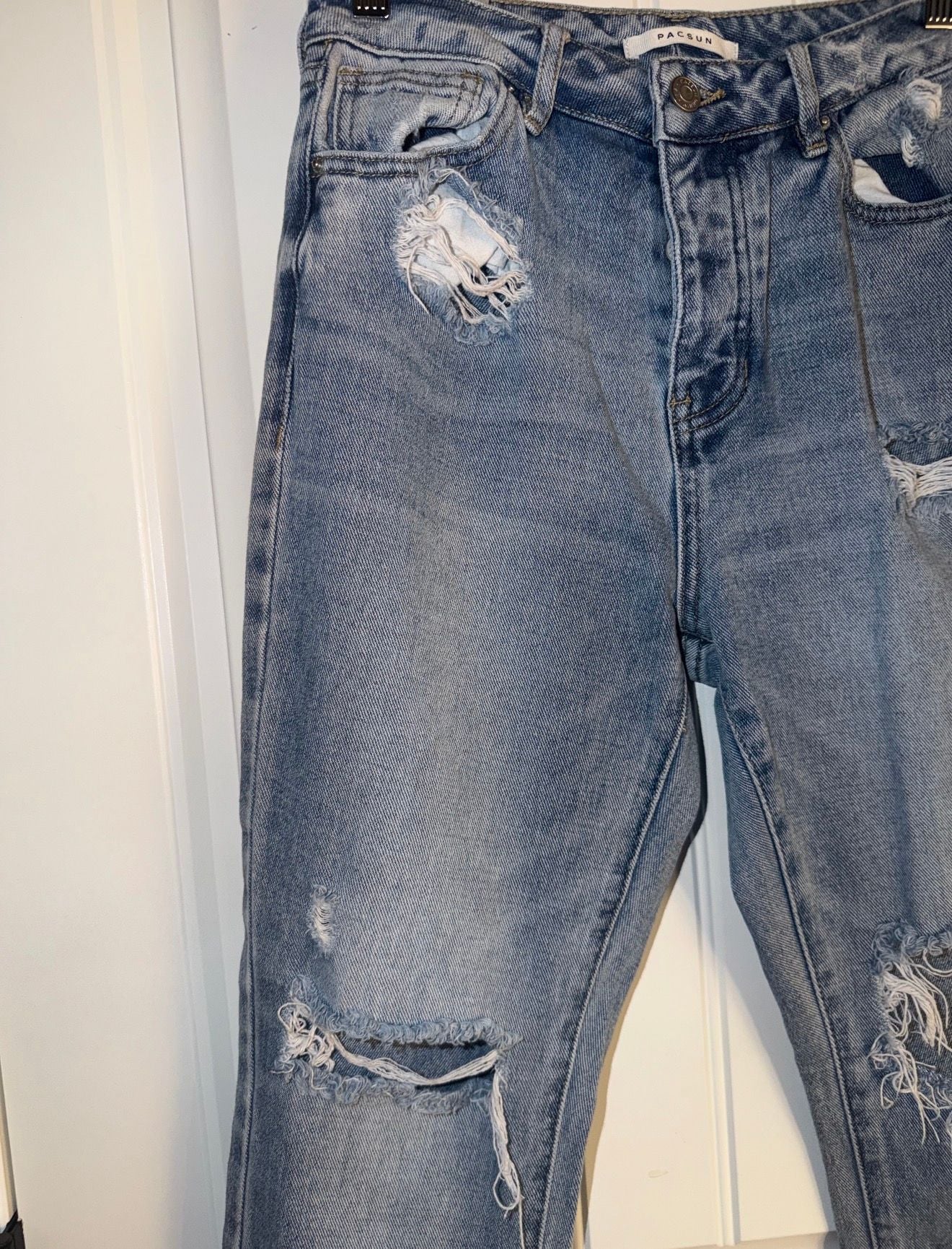 PacSun Distressed Straight Leg Jeans Blue Denim 4