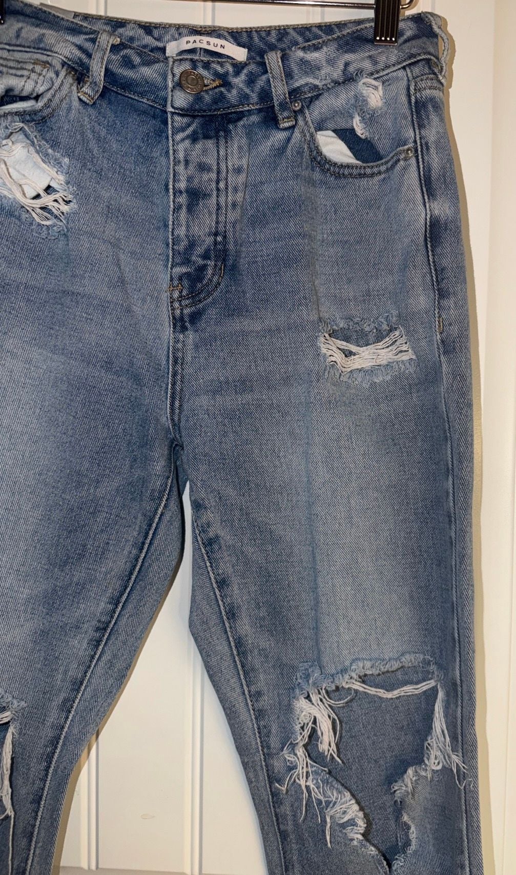 PacSun Distressed Straight Leg Jeans Blue Denim 5