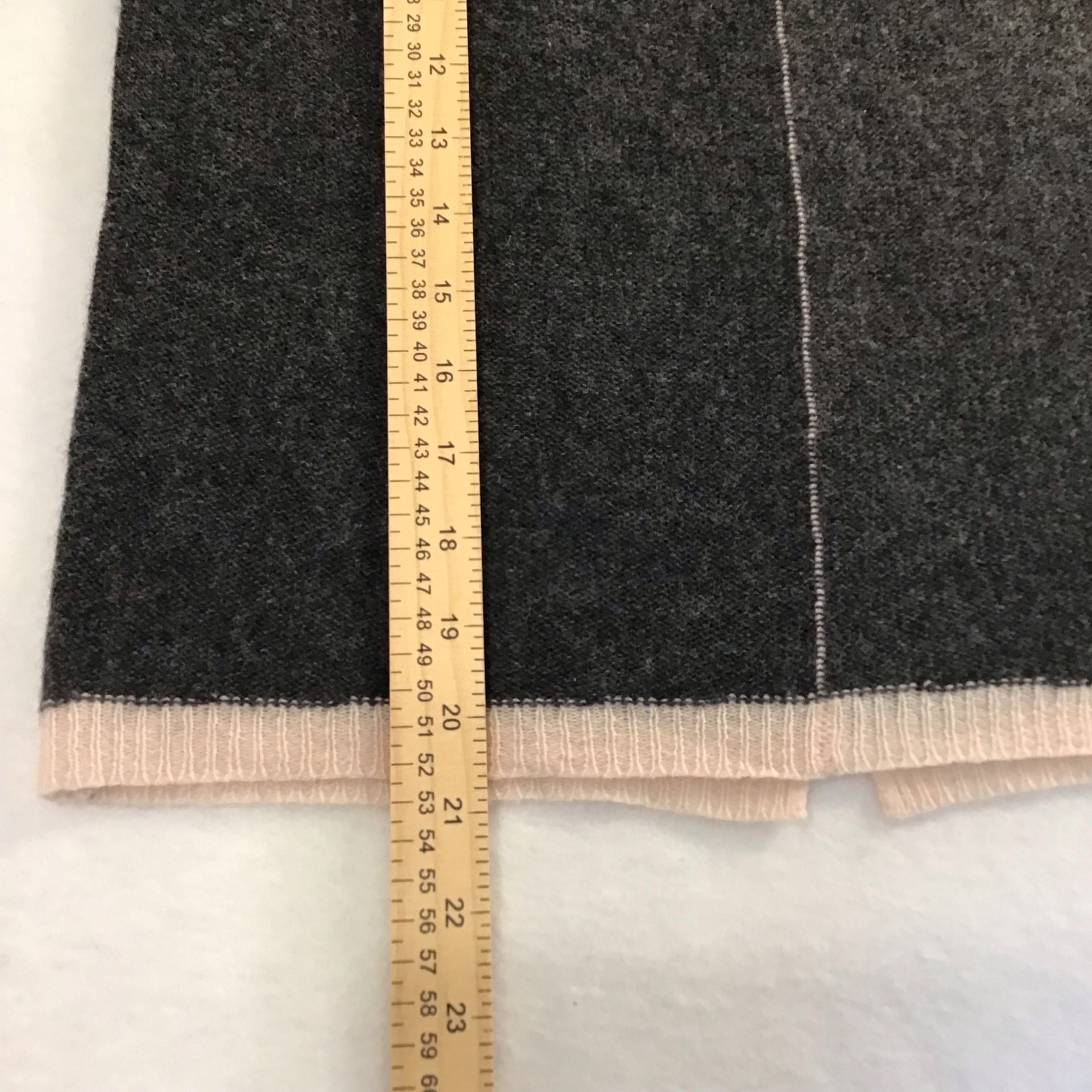 Rebecca Taylor Cashmere Sweater Gray with Cream Pink Contrast Trim XS Chic 6