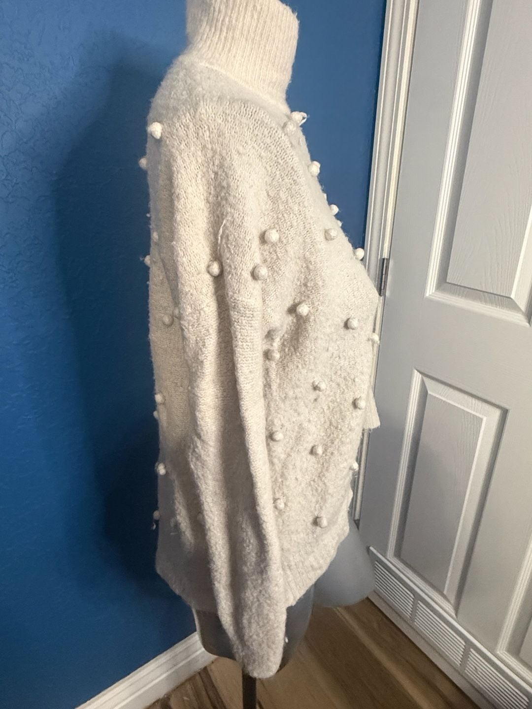 Madewell Snowglobe Bobble Turtleneck Sweater Size S Ivory Pom Pom 3
