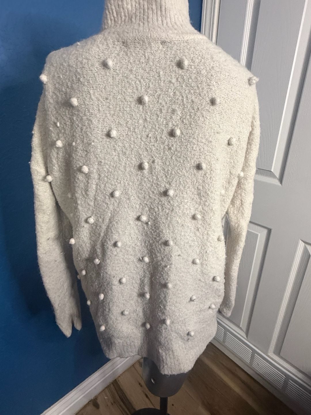Madewell Snowglobe Bobble Turtleneck Sweater Size S Ivory Pom Pom 4