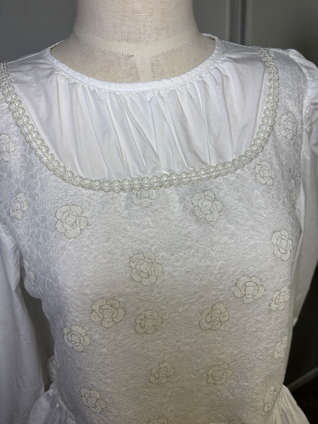 Vintage 1980s Romantic Victorian Puff Sleeve Peplum Blouse 9