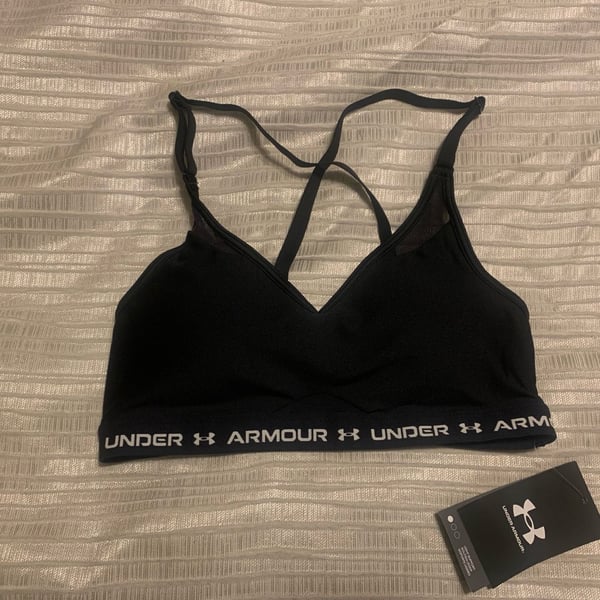 Under Armour Crossback Low Bra S/P/Ch Black Sports Bra NEW