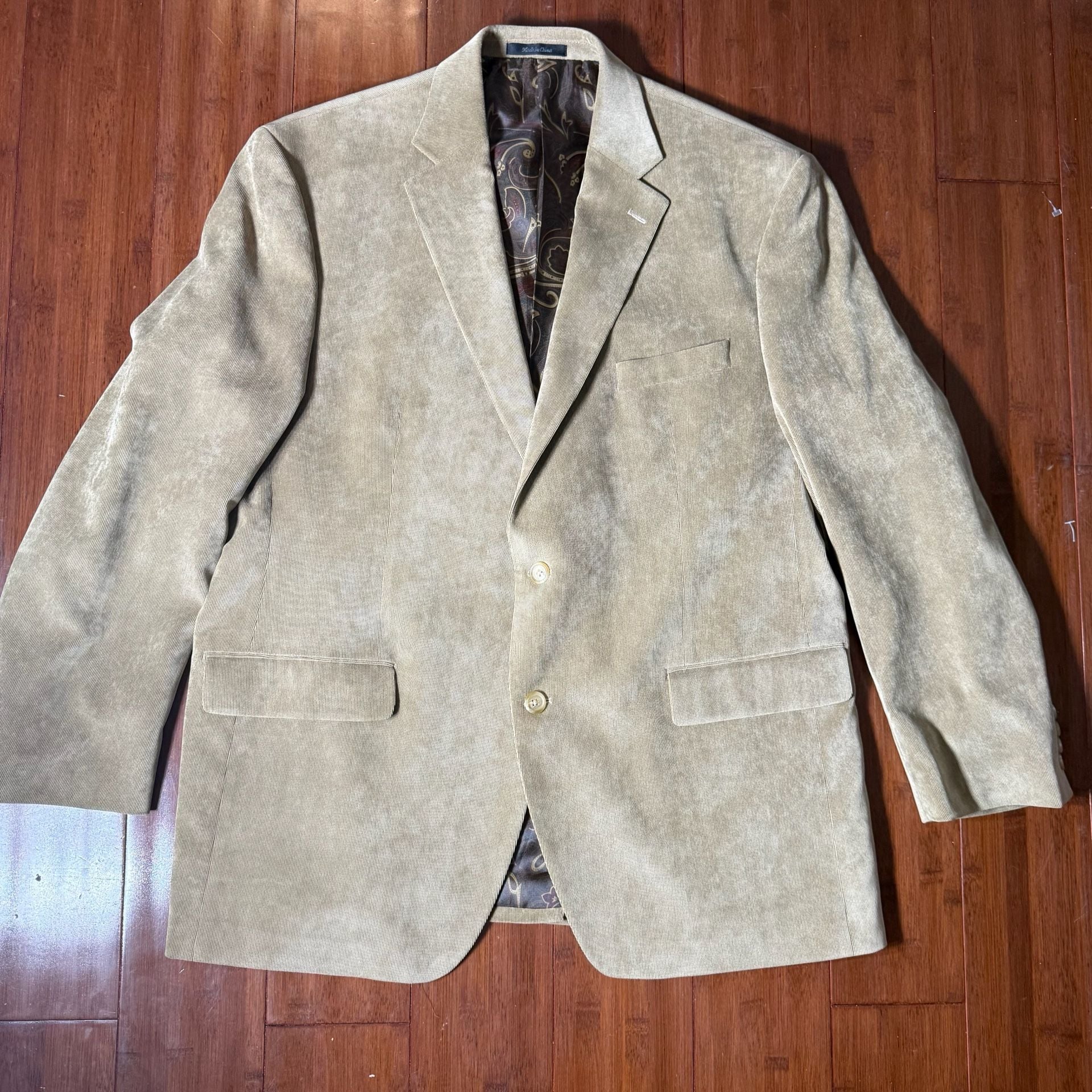 Lauren Ralph Lauren Corduroy Blazer Tan Paisley Lining Sport Coat 4