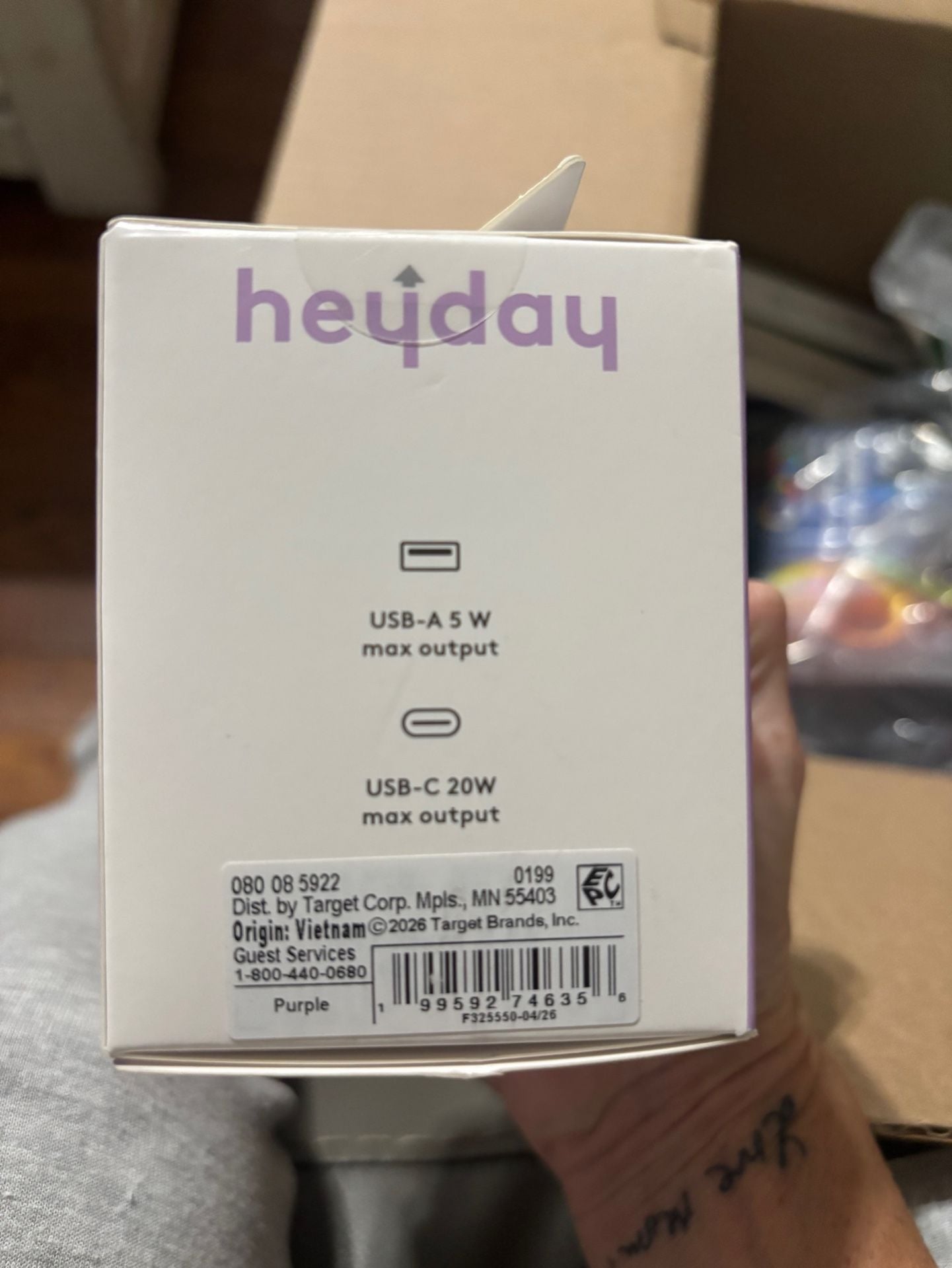 Heyday Dual Port USB-A To USB-C Wall Charger Purple 2