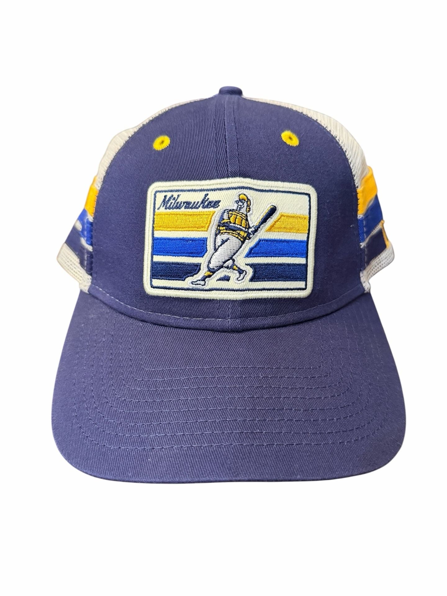 New Era Milwaukee Brewers 9FORTY Trucker Snapback Hat One Size Blue 2