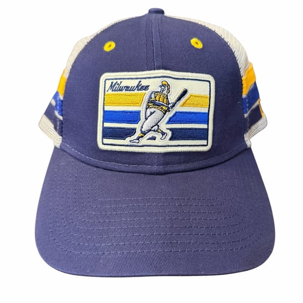 New Era Milwaukee Brewers 9FORTY Trucker Snapback Hat One Size Blue