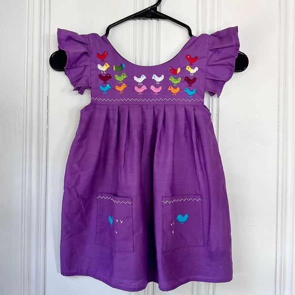 Girl's Embroidered Sleeveless Mumu Dress in Purple from Mexico, size 4T
