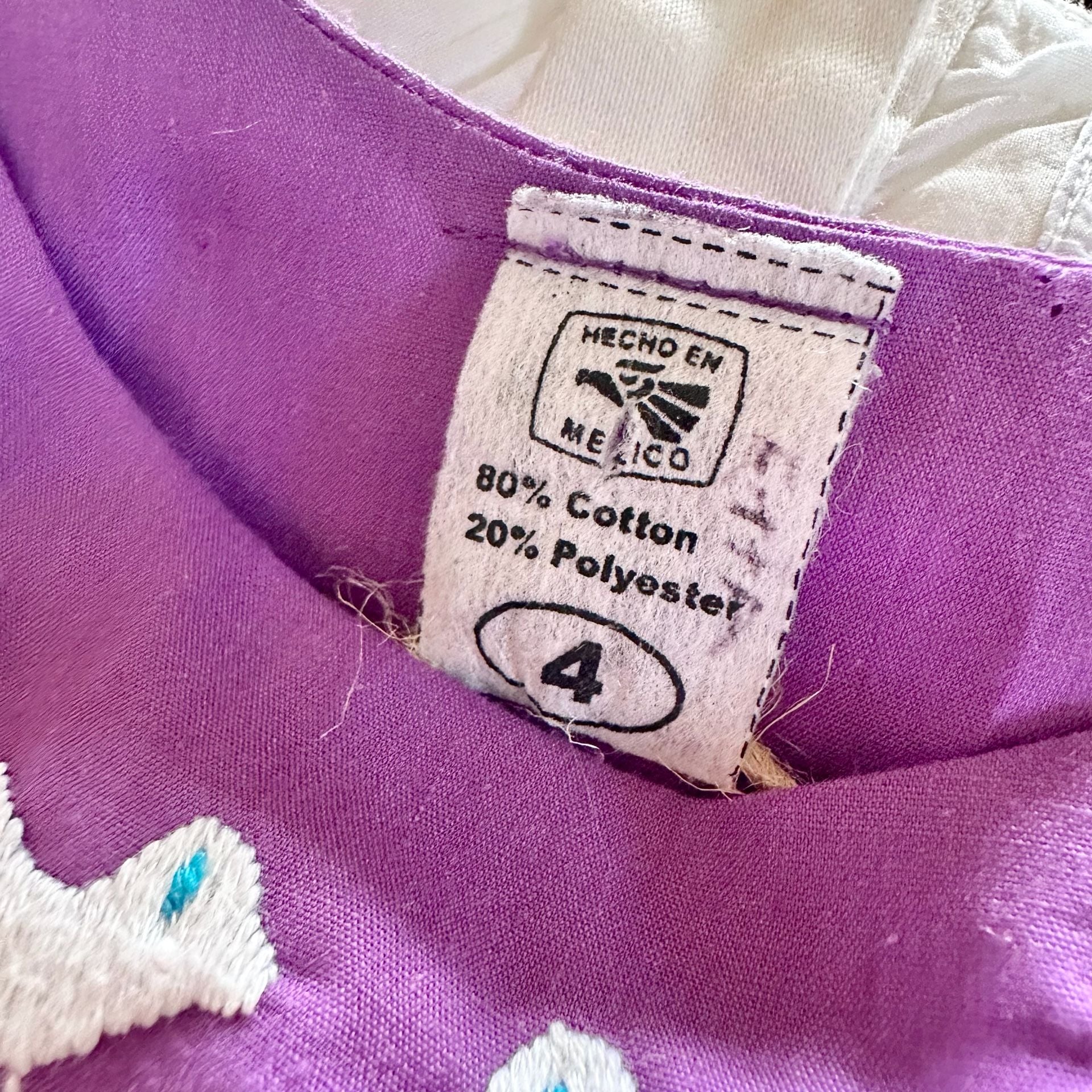 Girl's Embroidered Sleeveless Mumu Dress in Purple from Mexico, size 4T 3
