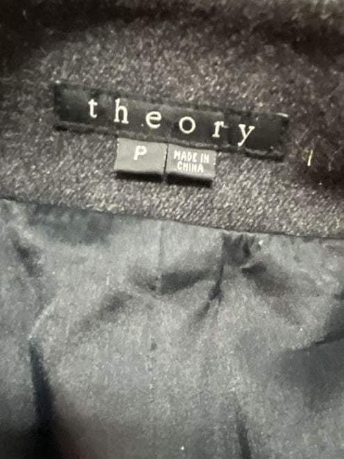 Theory Wool Blend Long Trench Coat Size P Charcoal Gray 5