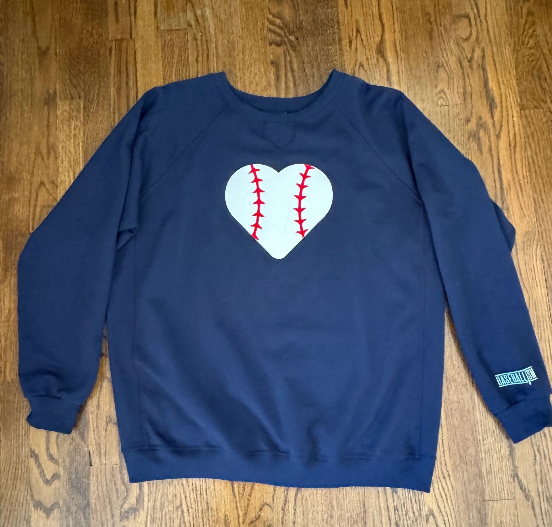 Baseballism Sweatshirt Size XL Blue Baseball Heart Pullover 2