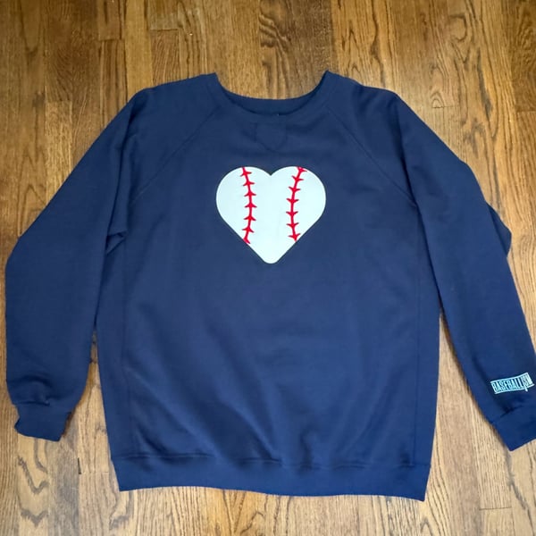 Baseballism Sweatshirt Size XL Blue Baseball Heart Pullover