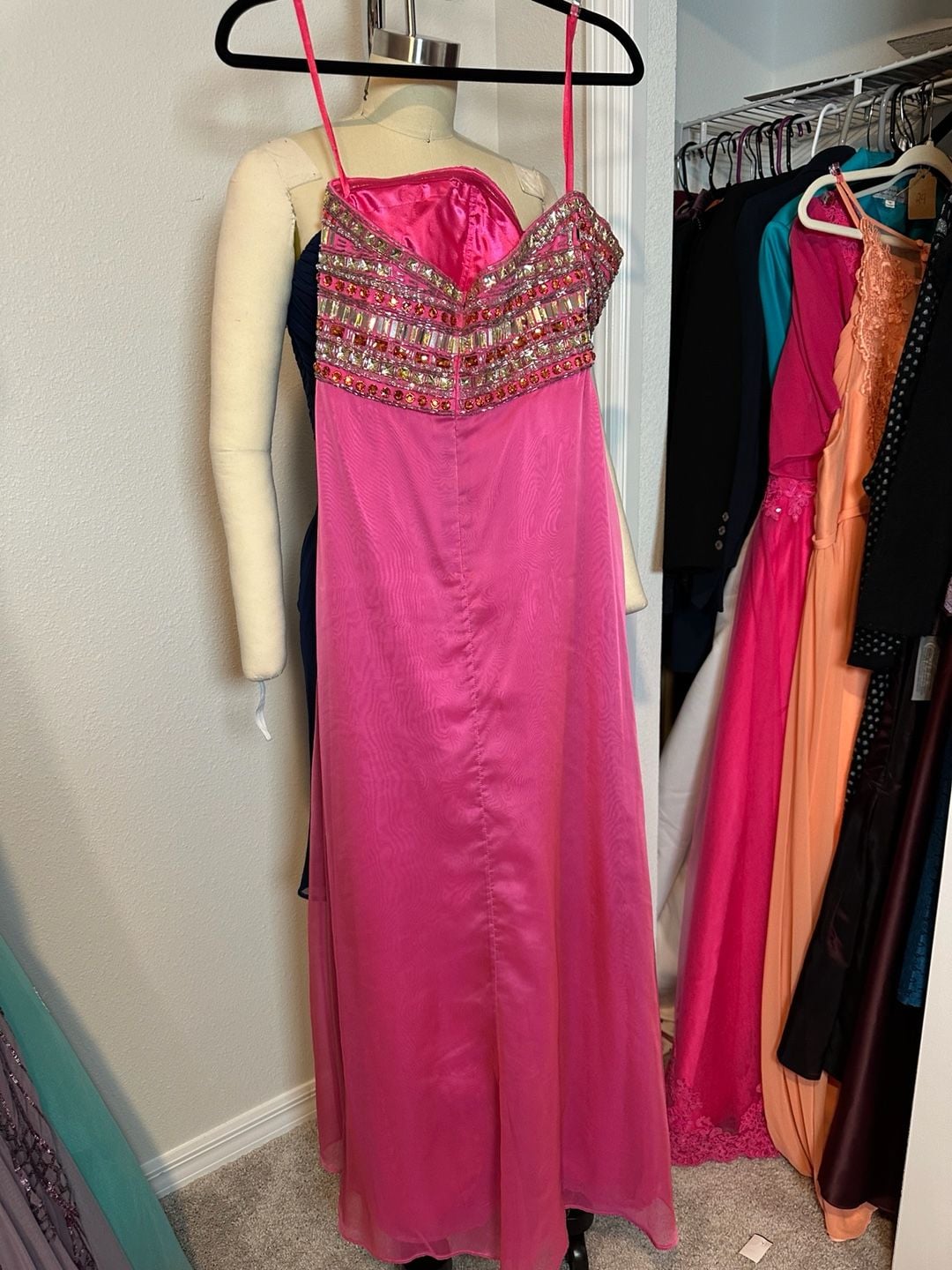 Maggie Sottero Fuchsia Pink Beaded Corset Prom Formal Evening Gown  7
