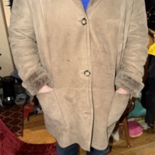 Sawyer of Napa Sheepskin Coat Beige Suede Shearling