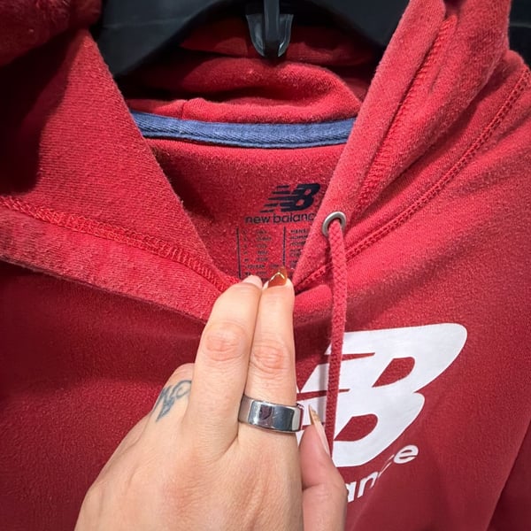 New Balance Hoodie Size L Red Logo Pullover Sweatshirt