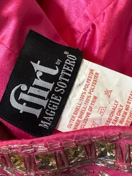 Maggie Sottero Fuchsia Pink Beaded Corset Prom Formal Evening Gown  9