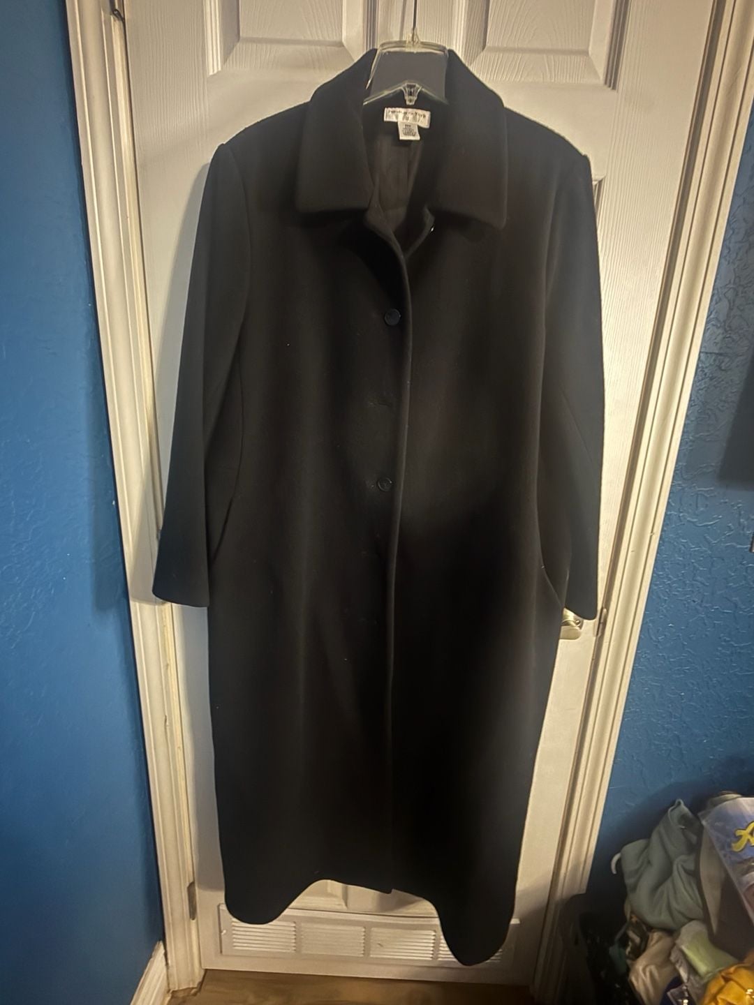 Preston & York Wool Coat Size 20W Black Long Winter Trench Jacket 2
