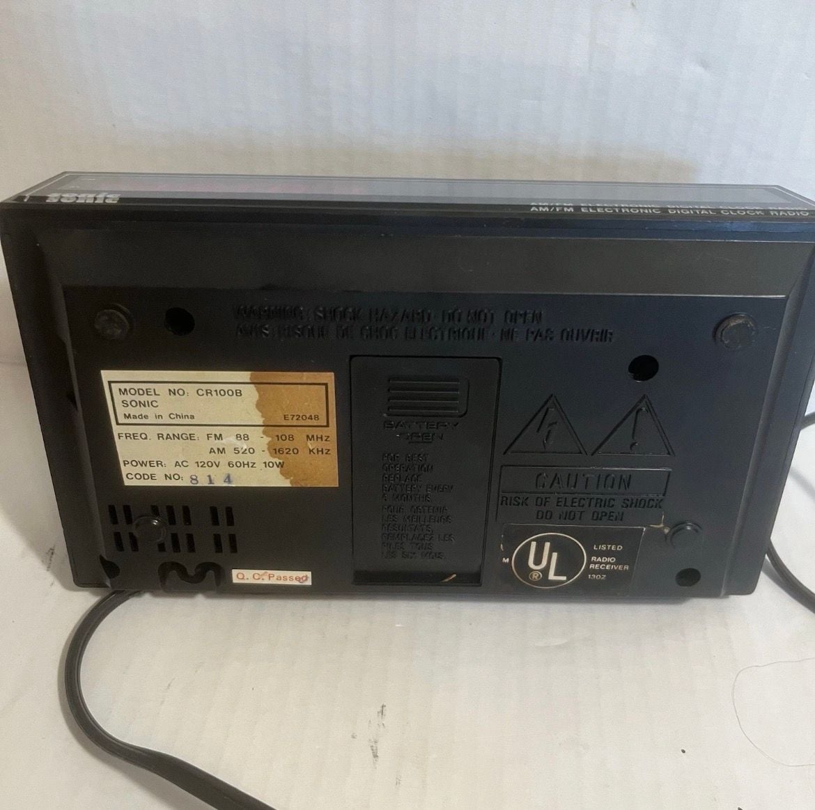 Sonic CR100B AM/FM Electronic Digital Clock Radio Vintage 4