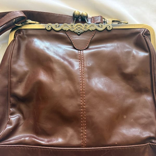  Brown Lock Crossbody Bag