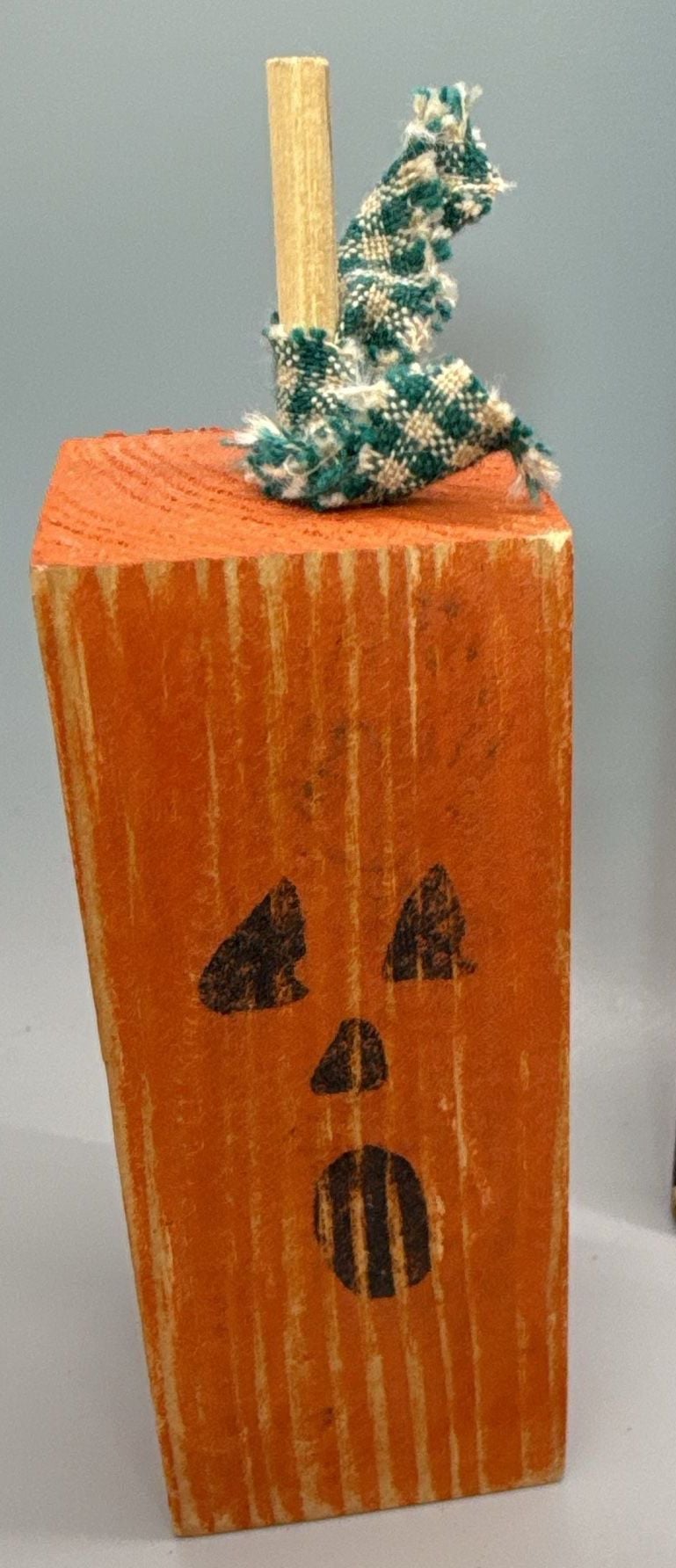 Primitive Folk Art Halloween Pumpkin Head Scarecrow Figurine Wood Decor Lot Vtg 7